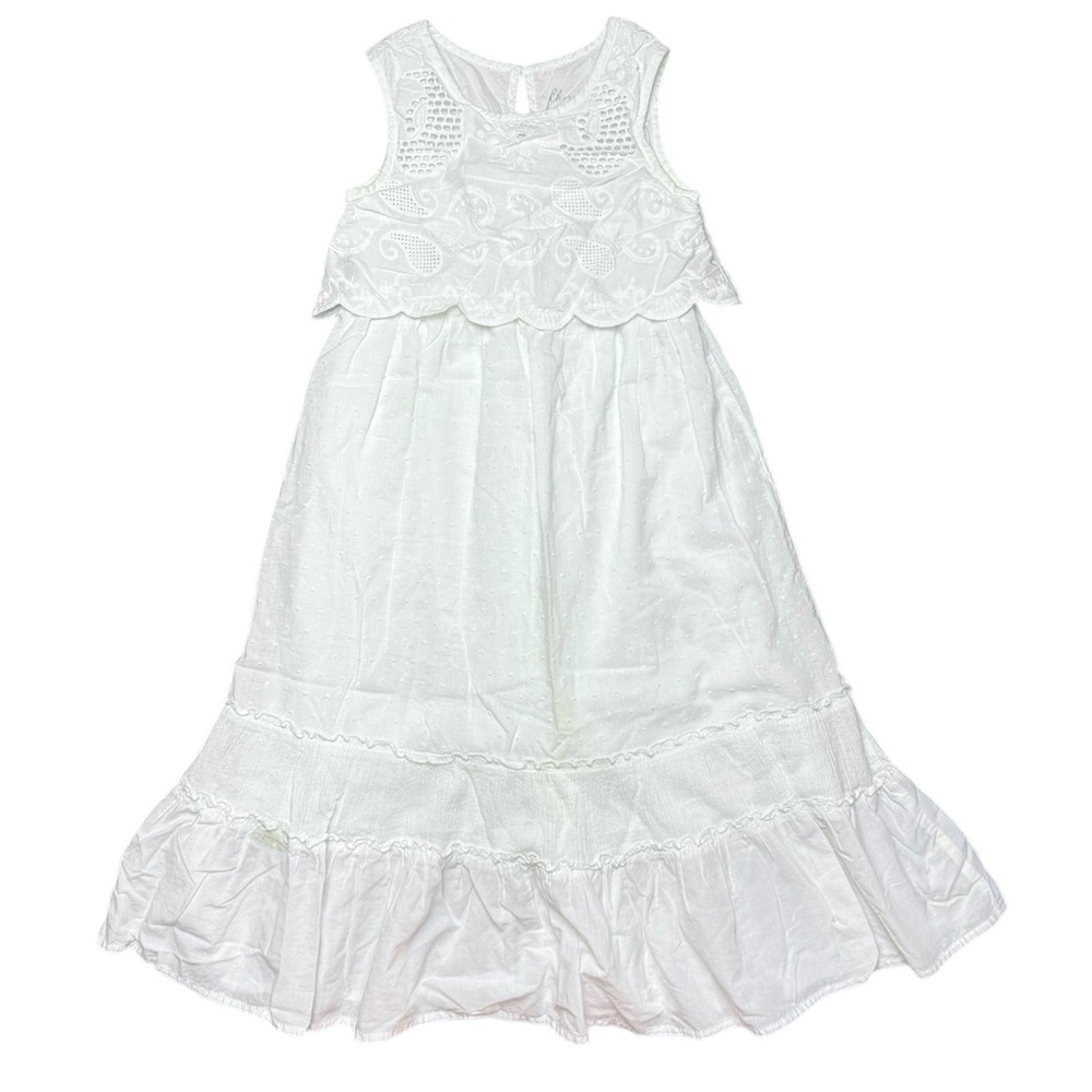 Cherokee Swiss Dot Embroidered Long Dress White 5T